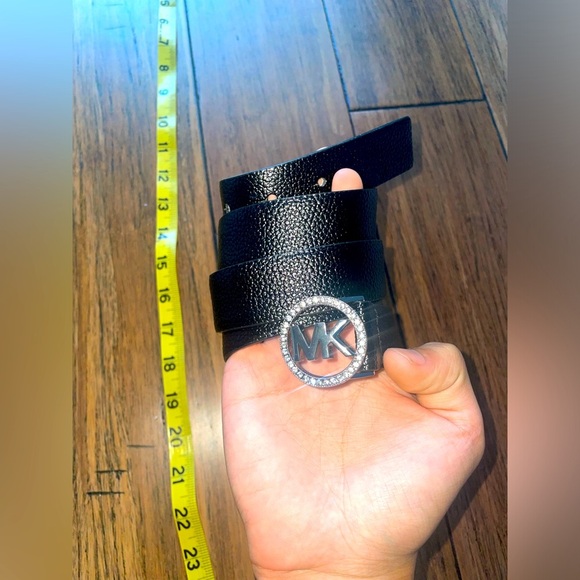 MK🖤bling  belt black leather belt Michael Kors belt rhinestone belt - Picture 4 of 15